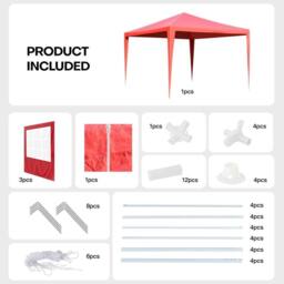 Hinsinc Red 3x3m Gazebo Tent Waterproof Party - Size: 0.6m2 - thumbnail 2