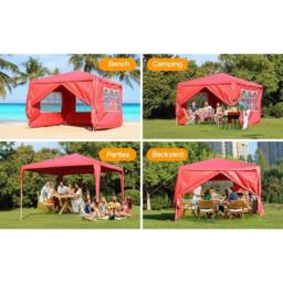 Hinsinc Red 3x3m Gazebo Tent Waterproof Party - Size: 0.6m2 - thumbnail 4