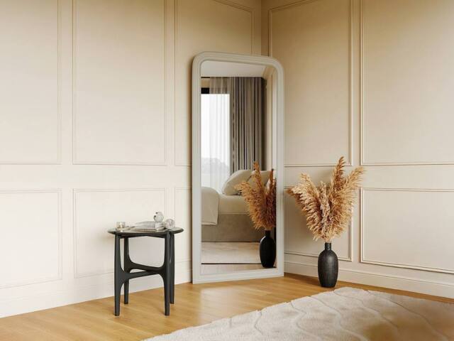 Vente-unique Large Paulownia Wood Mirror - L80 X H180 Cm - Matt White - HELOISE - image 1