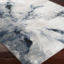 Livabliss Jolie-Abstract Blue Gray Beige Burgundy Moderne Marble Living Dining Bedroom Rug in Dark Blue - Size: 160 cm x 220 cm - thumbnail 6