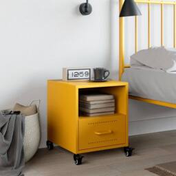 Berkfield Home Bedside Cabinet Mustard Yellow 36x39x43.5 cm Steel - thumbnail 3