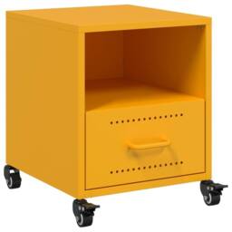 Berkfield Home Bedside Cabinet Mustard Yellow 36x39x43.5 cm Steel - thumbnail 1