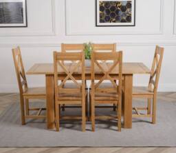 Thats Furniture Hampton 120-160cm Oak Extending Dining Table & 6 Berkeley Chairs in Brown - thumbnail 3