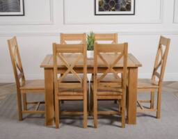 Thats Furniture Hampton 120-160cm Oak Extending Dining Table & 6 Berkeley Chairs in Brown - thumbnail 2
