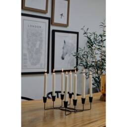 Lemon Pavilion Furniture and Decor Circular 8 Piece Candle Holder - Iron - L12 x W28 x H34 cm - Black - thumbnail 2