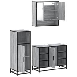 Berkfield Home 3 Piece Bathroom Furniture Set Grey Sonoma Engineered Wood - thumbnail 6