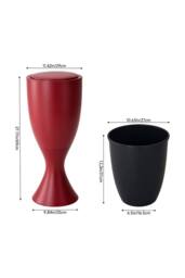 Living and Home 13L Goblet-Shaped Plastic Rubbish Bin with Push-Open Lid & Wheels in Red - thumbnail 6