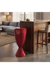 Living and Home 13L Goblet-Shaped Plastic Rubbish Bin with Push-Open Lid & Wheels in Red - thumbnail 4