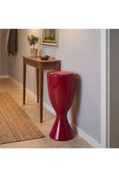 Living and Home 13L Goblet-Shaped Plastic Rubbish Bin with Push-Open Lid & Wheels in Red - thumbnail 5
