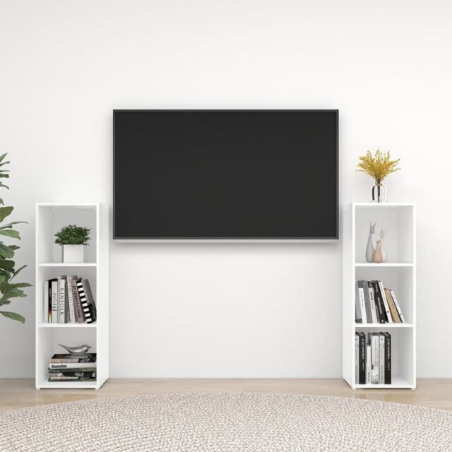Berkfield Home TV Cabinets 2 pcs White 107x35x37 cm Engineered Wood - Size: 107 x 35 x 37 cm - image 1