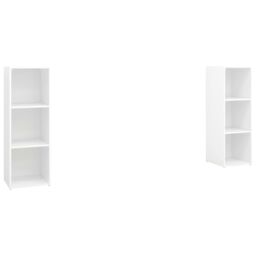 Berkfield Home TV Cabinets 2 pcs White 107x35x37 cm Engineered Wood - Size: 107 x 35 x 37 cm - thumbnail 2