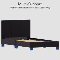 HD Designs Lisbon Single Faux Leather Bed Frame UKFR Fabric Storage in Black - thumbnail 6