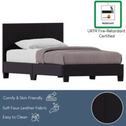 HD Designs Lisbon Single Faux Leather Bed Frame UKFR Fabric Storage in Black - thumbnail 5