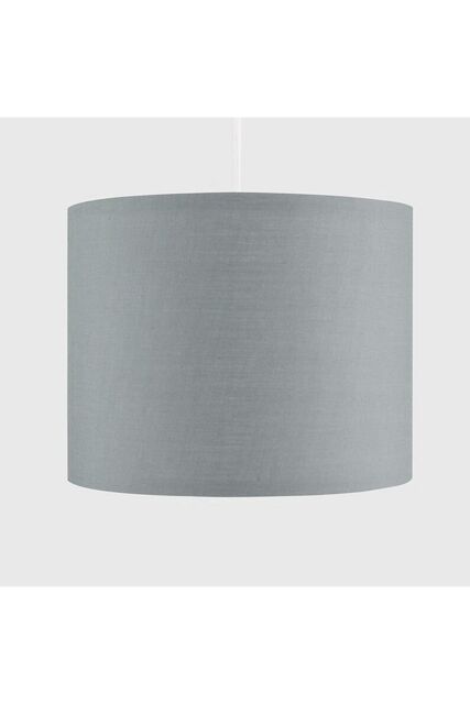 CGC Lighting 'Lupo' Luxury Grey Cotton & Silver Inner Round Pendant Drum Lamp Shade - image 1