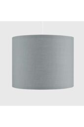 CGC Lighting 'Lupo' Luxury Grey Cotton & Silver Inner Round Pendant Drum Lamp Shade