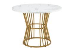 Fascinate White Modern Marble Round Dining Table with Gold Metal Legs - thumbnail 2