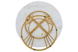 Fascinate White Modern Marble Round Dining Table with Gold Metal Legs - thumbnail 3