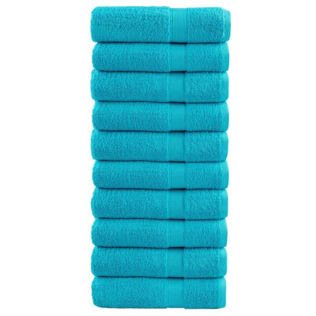 Berkfield Home Premium Hand Towels SOLUND 10 pcs Turquoise 50x100 cm 600 gsm in Blue - image 1