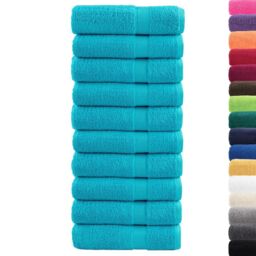 Berkfield Home Premium Hand Towels SOLUND 10 pcs Turquoise 50x100 cm 600 gsm in Blue - thumbnail 2