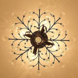 Garwarm 4-Light Black Vintage K9 Crystal Chandelier for Living Room Kitchen Porch - thumbnail 5