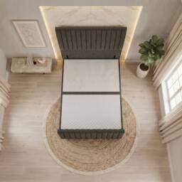 "Somnior Eleanor Linen Divan Base No Drawers 54"" Headboard & 22"" Footboard in Dark Grey - Size: Super King" - thumbnail 3