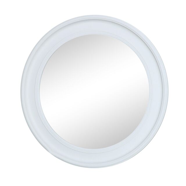Melody Maison Large Round Vintage White Wall Mirror 80cm X 80cm - Size: 80 cm X 80 cm - image 1