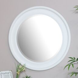 Melody Maison Large Round Vintage White Wall Mirror 80cm X 80cm - Size: 80 cm X 80 cm - thumbnail 4