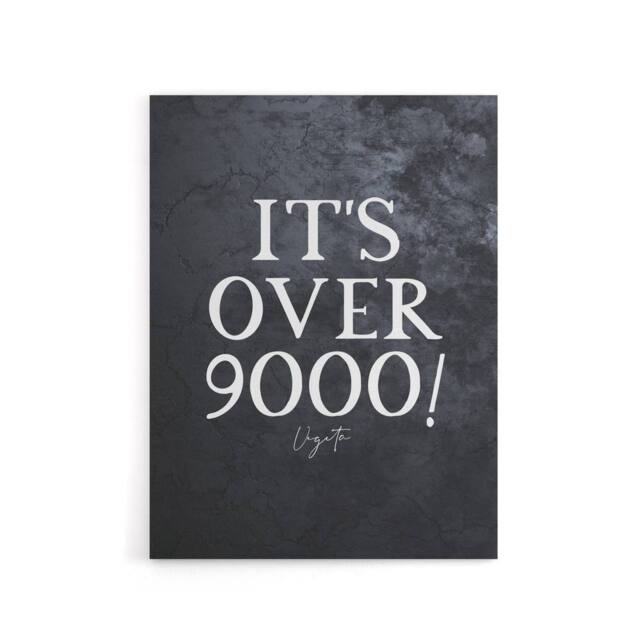 "Artery8 Slate Quote Power Level Over 9000 Canvas Wall Art Print in Grey - Size: W18"" x H24""" - image 1