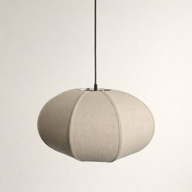 CGC Lighting Libby Large Oatmeal Rounded Stretch Linen Fabric Lampshade in Beige - image 1