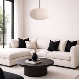 CGC Lighting Libby Large Oatmeal Rounded Stretch Linen Fabric Lampshade in Beige - thumbnail 7