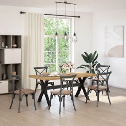 Berkfield Home Dining Table NOAIN X-Shaped Legs 180x90x75 cm Solid Wood Pine in Brown - Size: 180 x 90 x 75 cm - thumbnail 2