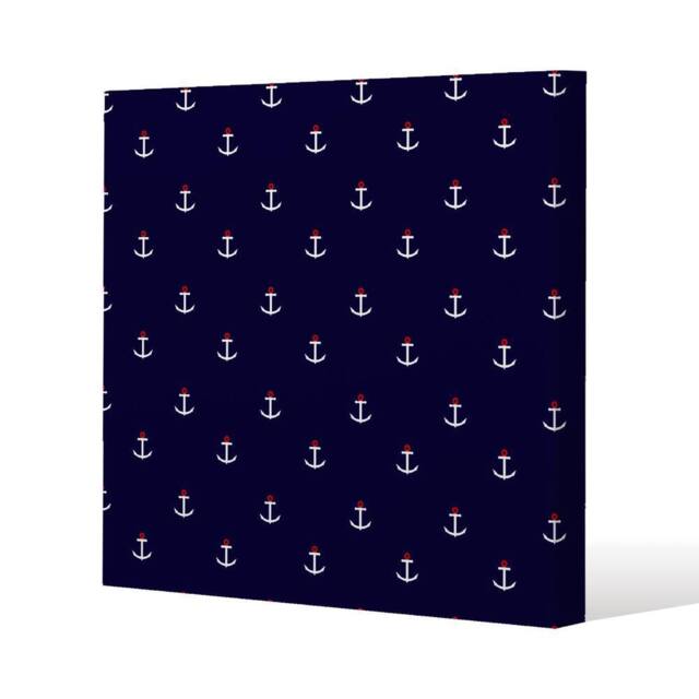 Benjamin Tate Design White & Red Anchors on Navy (Canvas Print) / 114 x 114 x 4cm in Natural - Size: 114 x 114 x 4 cm - image 1