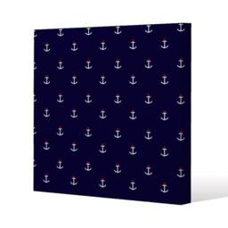 Benjamin Tate Design White & Red Anchors on Navy (Canvas Print) / 114 x 114 x 4cm in Natural - Size: 114 x 114 x 4 cm - thumbnail 1