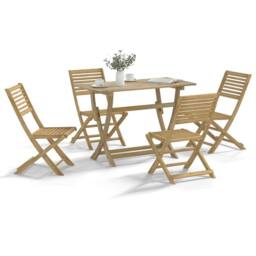 Berkfield Home 5 Piece Garden Dining Set Solid Wood Acacia in Brown - thumbnail 2