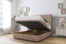 "Comfort Beds The Foxy Naples Ottoman Bed Base-54"" Floor Standing Headboard in Light Brown - Size: Small Single" - thumbnail 2