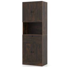 Kelvenix 171.5 CM Tall Bathroom Cabinet Freestanding in Brown - thumbnail 1