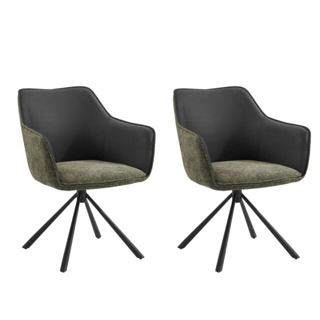 Home Detail Lisbon Fabric Swivel Dining Chair Set of 2, Grey/Beige in Green - Size: 2 Pack - image 1