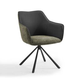 Home Detail Lisbon Fabric Swivel Dining Chair Set of 2, Grey/Beige in Green - Size: 2 Pack - thumbnail 2