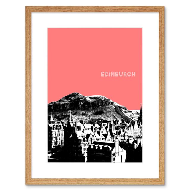 "Artery8 Wall Art Print Arthurs Seat Edinburgh Scotland Scottish Landmark Coral Framed Art in Beige - Size: W7"" x H9""" - image 1