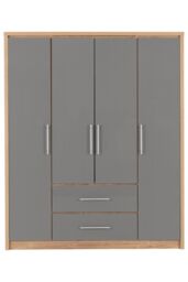 Seconique Seville 4 Door 2 Drawer Wardrobe in Grey - thumbnail 2