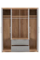 Seconique Seville 4 Door 2 Drawer Wardrobe in Grey - thumbnail 3
