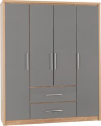 Seconique Seville 4 Door 2 Drawer Wardrobe in Grey - thumbnail 7