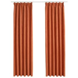 Berkfield Home Blackout Curtains with Hooks 2 pcs Rust 140x225 cm in Taupe - thumbnail 2