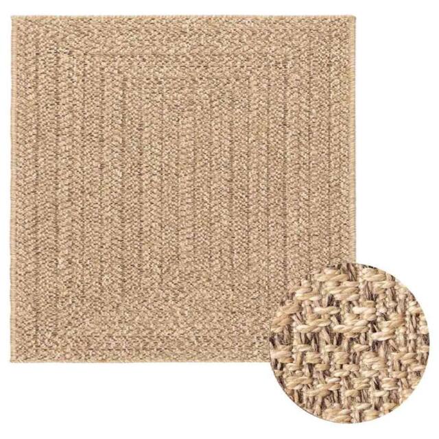 Berkfield Home Rug ZIZUR 200x200 cm Jute Look Indoor & Outdoor in Tan - Size: Medium - image 1