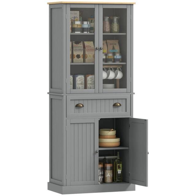 FORGEVIO Tall Kitchen Cupboard, 5-tier Storage Cabinet in Grey - Size: 0.6m2 - image 1