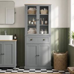 FORGEVIO Tall Kitchen Cupboard, 5-tier Storage Cabinet in Grey - Size: 0.6m2 - thumbnail 3