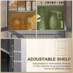 FORGEVIO Tall Kitchen Cupboard, 5-tier Storage Cabinet in Grey - Size: 0.6m2 - thumbnail 6