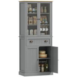 FORGEVIO Tall Kitchen Cupboard, 5-tier Storage Cabinet in Grey - Size: 0.6m2 - thumbnail 1
