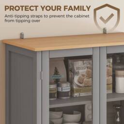 FORGEVIO Tall Kitchen Cupboard, 5-tier Storage Cabinet in Grey - Size: 0.6m2 - thumbnail 5
