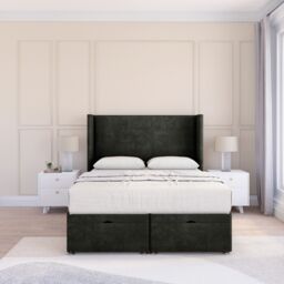 Sloomy Devonshire Dumfries Fabric Ottoman Bed End Opening With Sprung Memory Mattress & 54 Inch Floorstanding Headboard With Wings - thumbnail 2